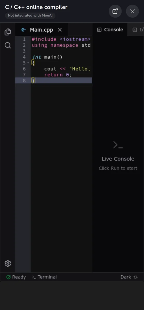 A C++ compiler inside the app