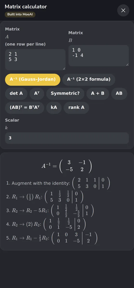 The matrix calculator